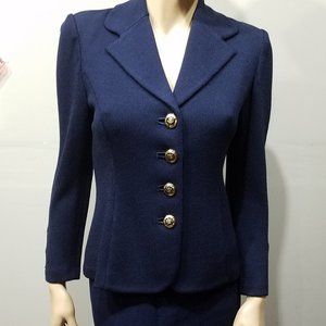 ST JOHN Basics Navy Skirt Blazer Suit